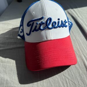 Titleist Tour Performance Mesh Hat Red White Blue Adjustable Baseball Cap NWT